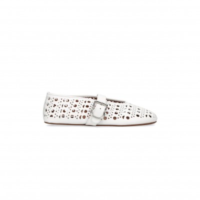 ALAÏA LEATHER VIENNE BALLET FLATS AA3A029CK216LE